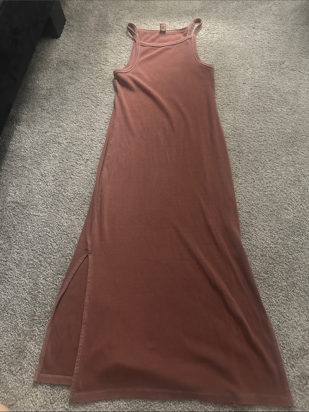 Old Navy Ribbed High Neck acid wash brownish reddish side slit midi dress size M